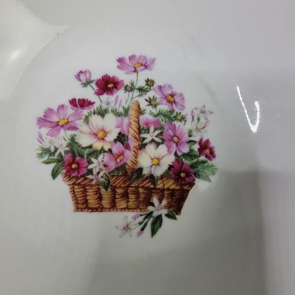 White Serving Bowl with Pink Rose Pattern - Picture 2 of 8